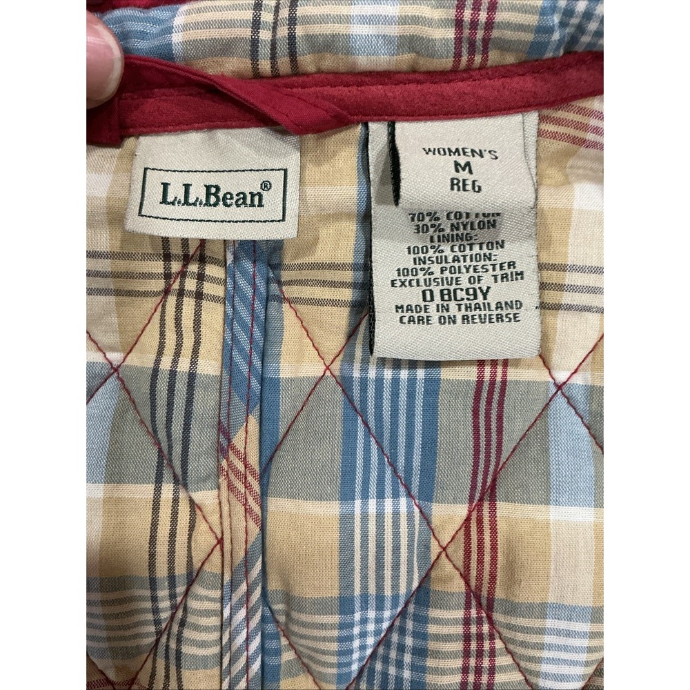 L.L. Bean Quilted Chore Coat, Red, Plaid Lining, Medium, Vintage, Insulated - Picture 11 of 15